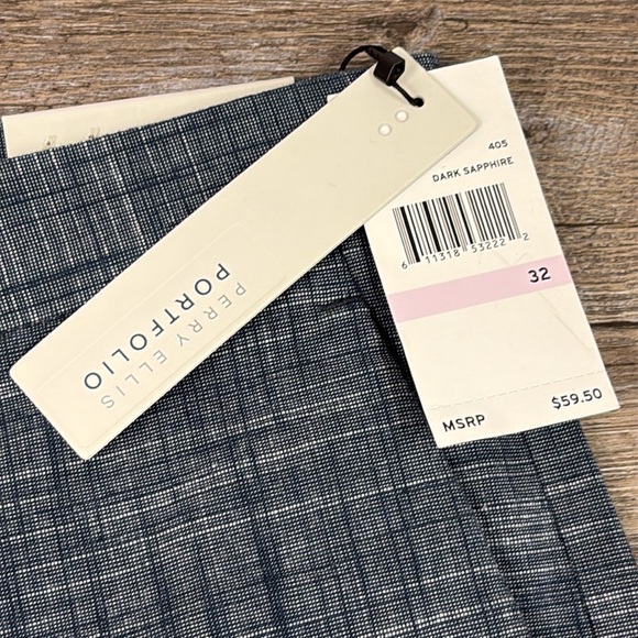 NEW Perry Ellis Portfolio Men’s Flat Front Shorts -Dark Sapphire 32 - Picture 3 of 6